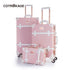 COTRUNKAGE Cute 13" 20" 26" Embossed Pink Carry On Suitcase Ladies Pu Leather 3 Piece Vintage Luggage Sets for Women with Wheels