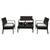 4PCS/Set Arm Chairs Love Seat Tempered Glass Coffee Table Rattan Sofa Set  Home Living Room