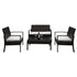 4PCS/Set Arm Chairs Love Seat Tempered Glass Coffee Table Rattan Sofa Set  Home Living Room