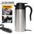 Stainless Steel 12V Electric Kettle 750ml In-Car Travel Trip Coffee Tea Heated Mug Motor Hot Water For Car Or Truck Use