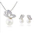 x38  Free shipping Fashion full rhinestone butterfly imitation pearl Earrings and Necklace Jewelry Set wholesale for women