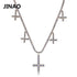 New Hip Hop Fashion Cross Pendant Necklace Tennis Chain 22inch Five Cross Gold Silver Cubic Zircon Copper Chain Rock Style Gift